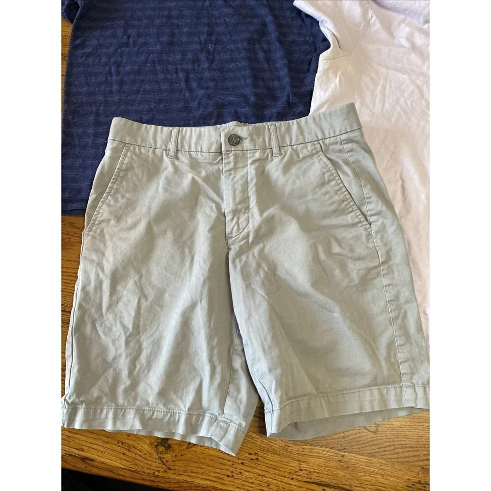 𝅺marc Anthony Mens 30 Chino Shorts Gray Flat ONavy Shirt, Hollister-M